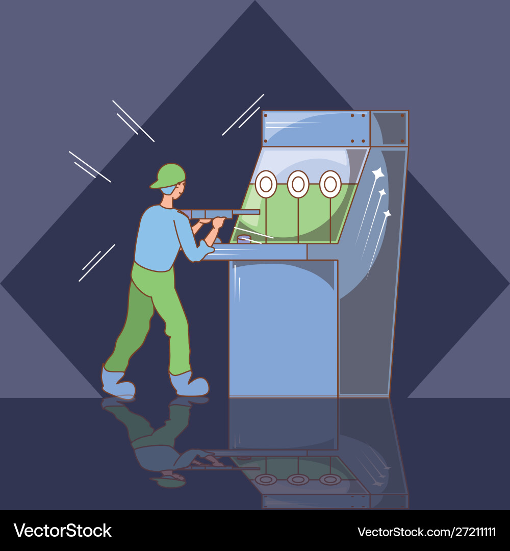 Man in video game console coins with stuffed vector image