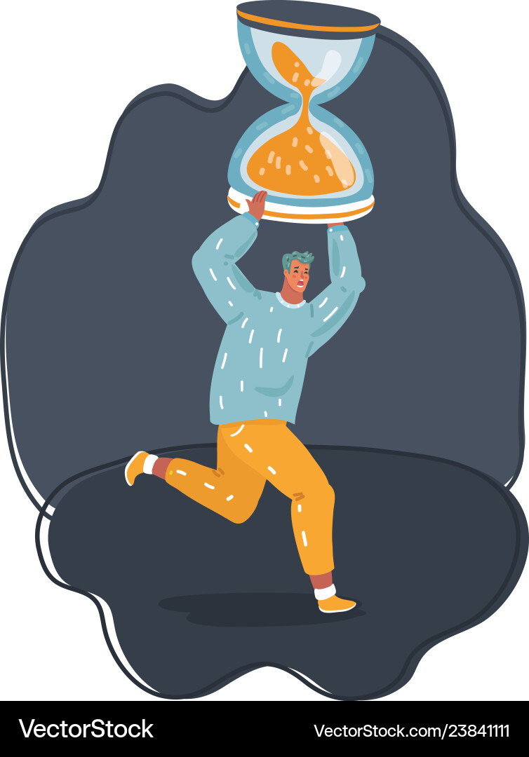 Man run with hourglass time Man run with hourglass time vector image