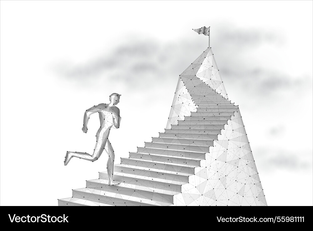 Man running up the stairs career path digital Man running up the stairs career path digital vector image