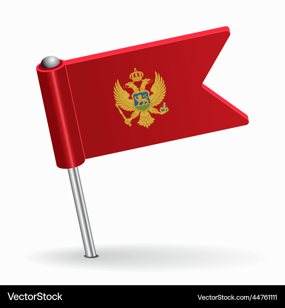 Montenegro Flag Map Pointer Vector Image
