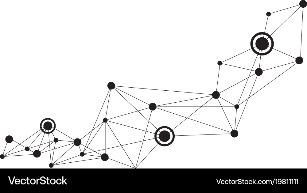 Polygonal space background with connecting dots vector image