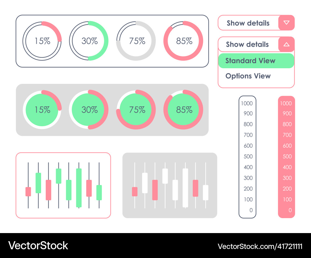 Real-time monitoring data ui elements kit Vector Image
