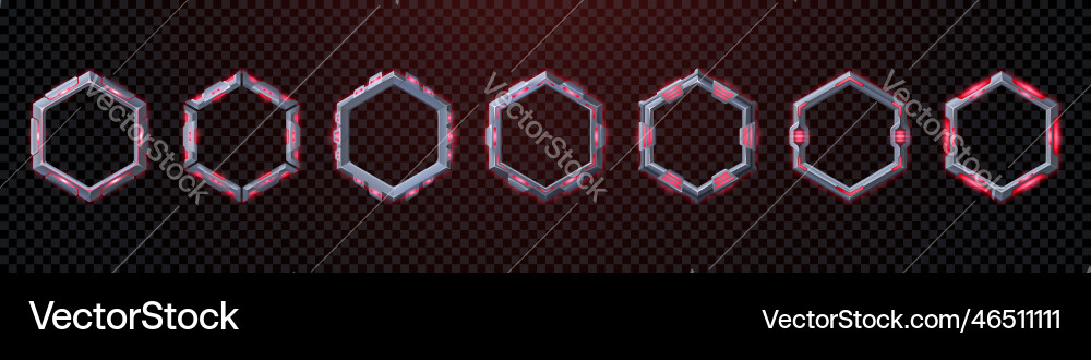 Realistic set of sci fi game frame with red light Realistic set of sci fi game frame with red light vector image