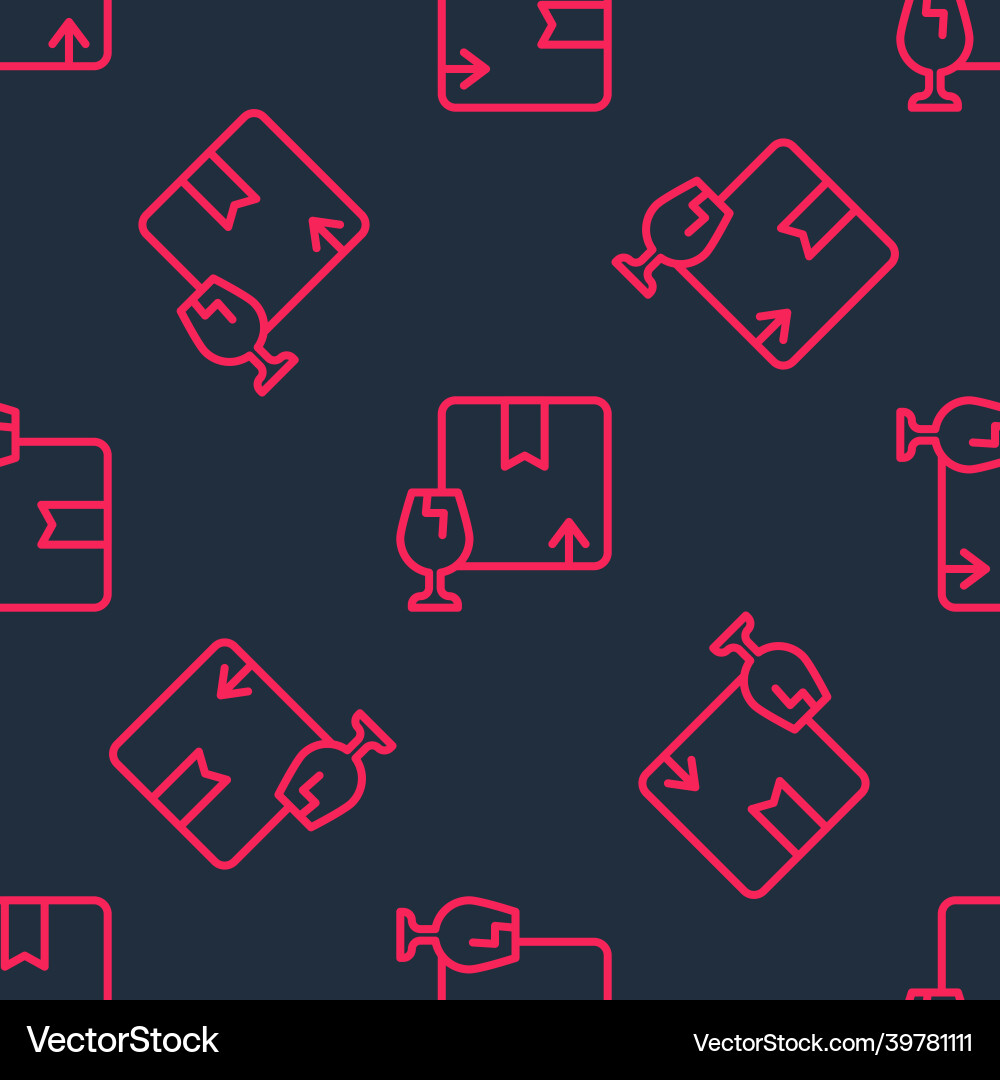 Red line delivery package box with fragile content Vector Image
