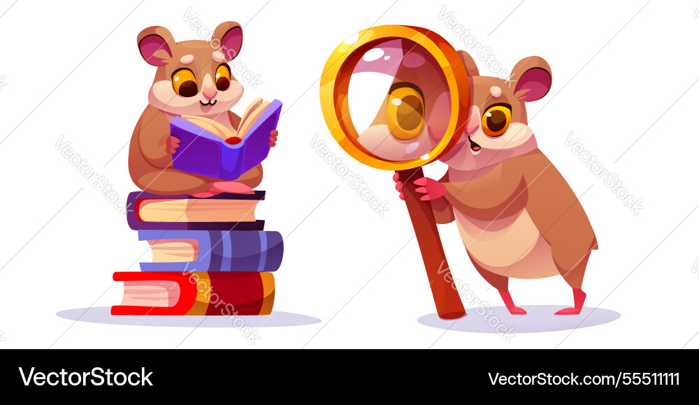 Süße Hamster-Charaktere im Studium Süße Hamster-Charaktere im Studium vektorbild