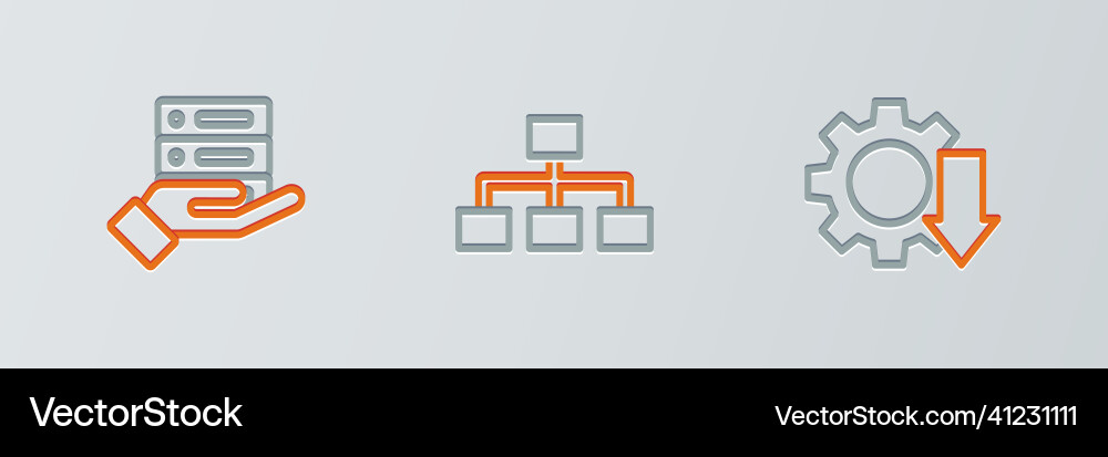 Set line cost reduction server data web hosting Set line cost reduction server data web hosting vector image