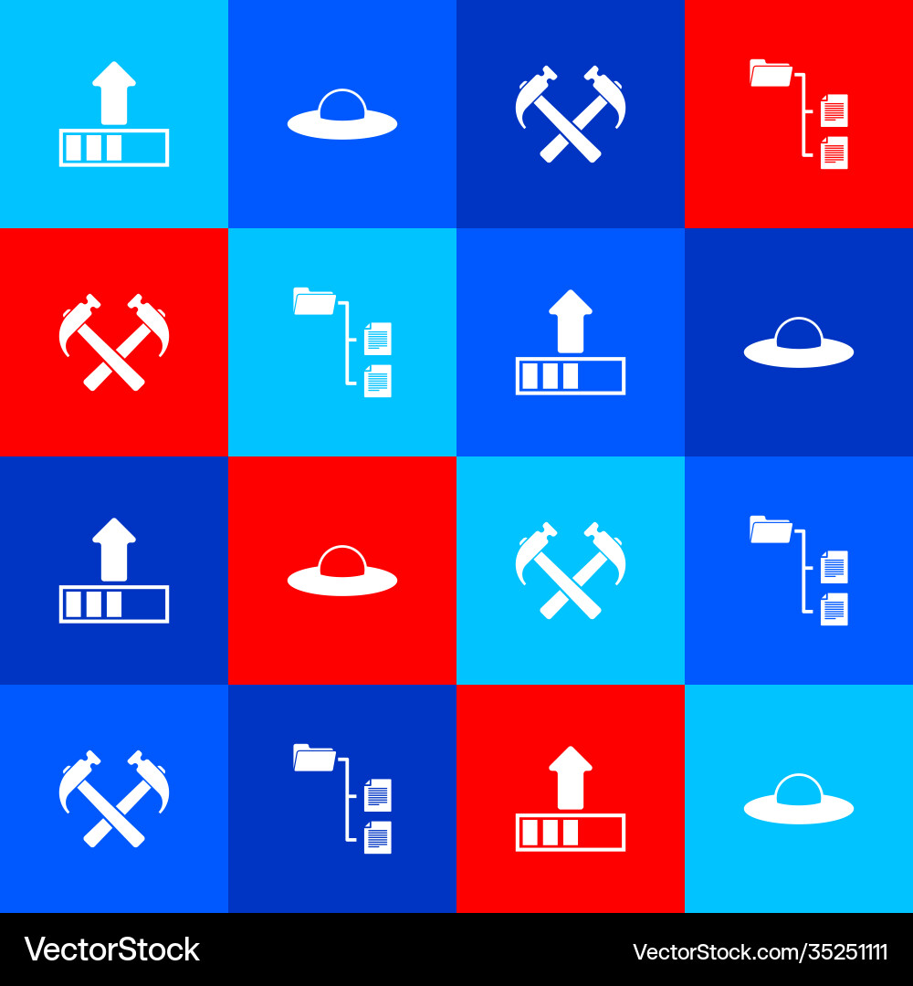 Set loading ufo flying spaceship two crossed Vector Image