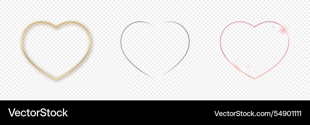 Set of three heart shape frames Set of three heart shape frames vector image