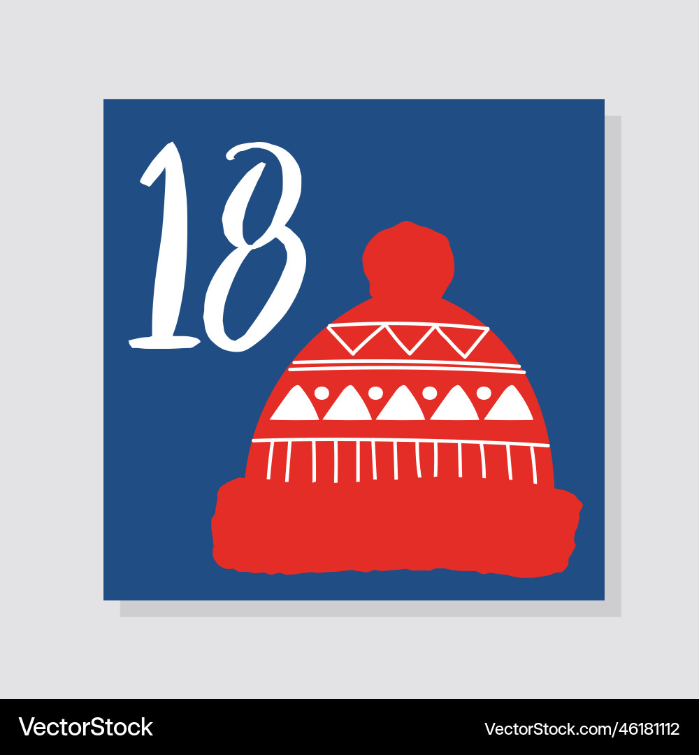 Advent calendar with number 18 Advent calendar with number 18 vector image