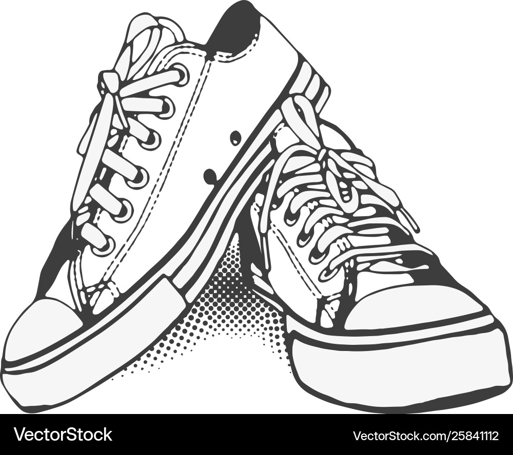 Black and white sneakers on isolated Black and white sneakers on isolated vector image