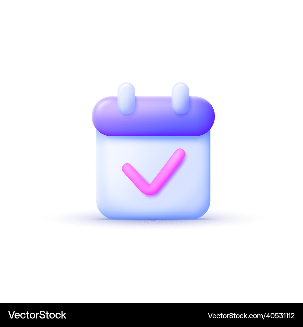 Calendar check mark 3d with Calendar check mark 3d with vector image