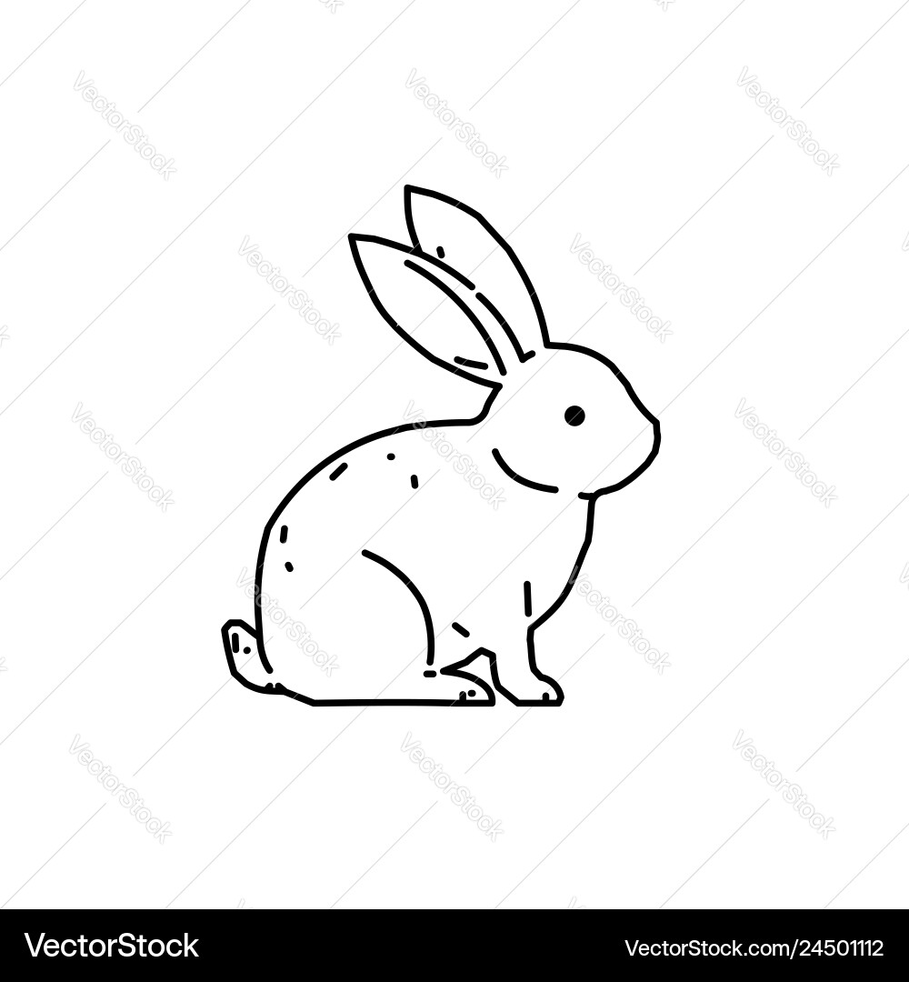 Cute bunny rabbit line art drawing Cute bunny rabbit line art drawing vector image