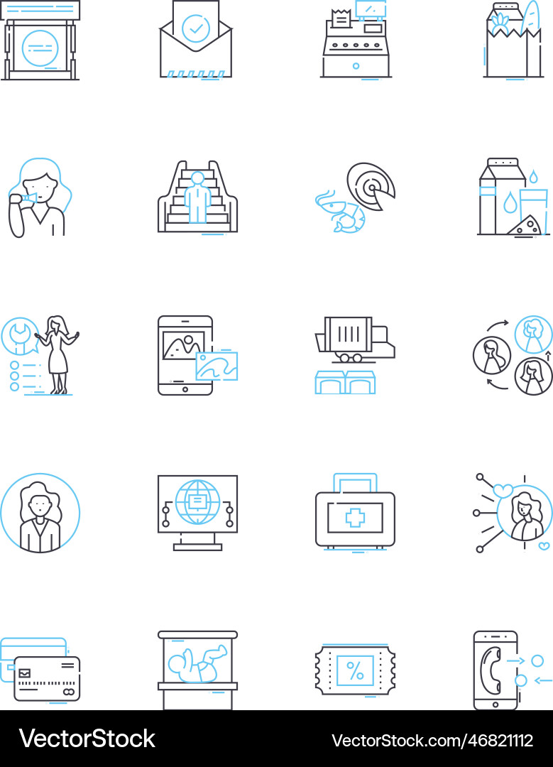 Data research linear icons set analysis Data research linear icons set analysis Vector Image