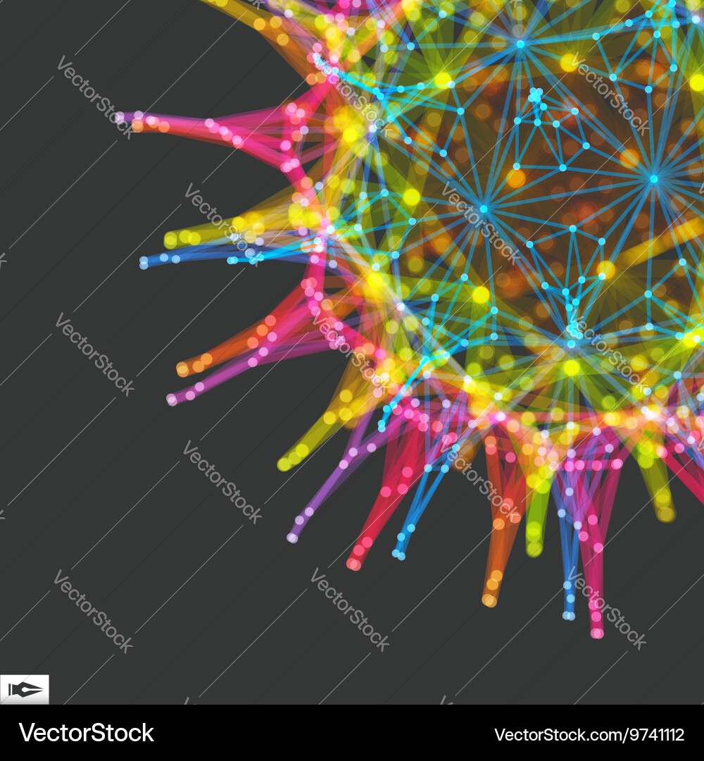 Glowing grid connection structure wireframe vector image