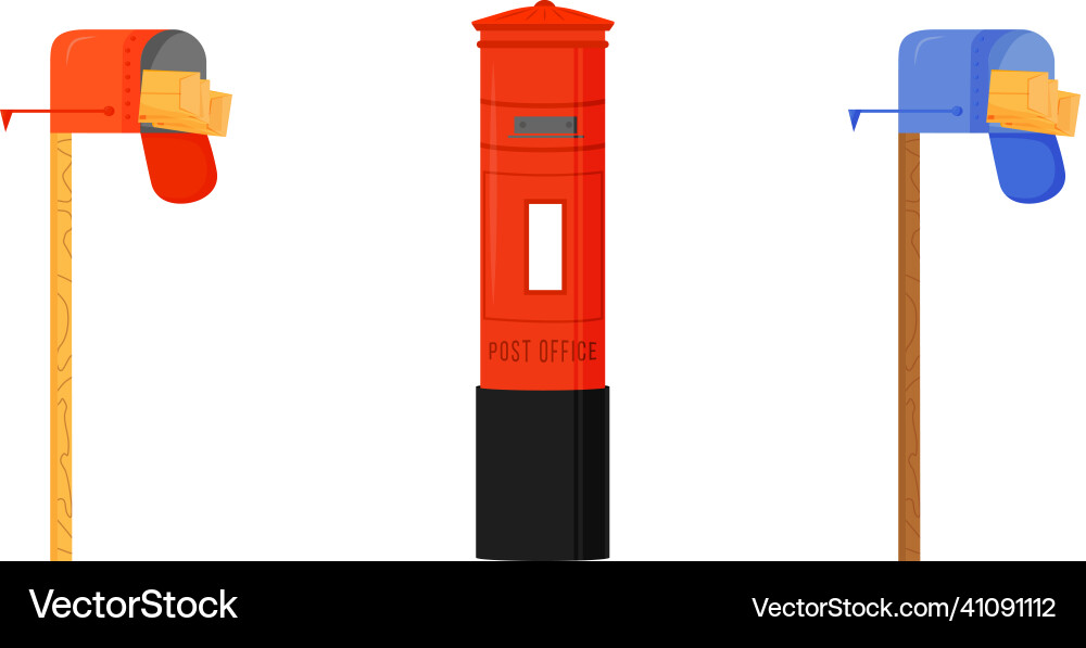 Mailboxes flat color object set Mailboxes flat color object set vector image