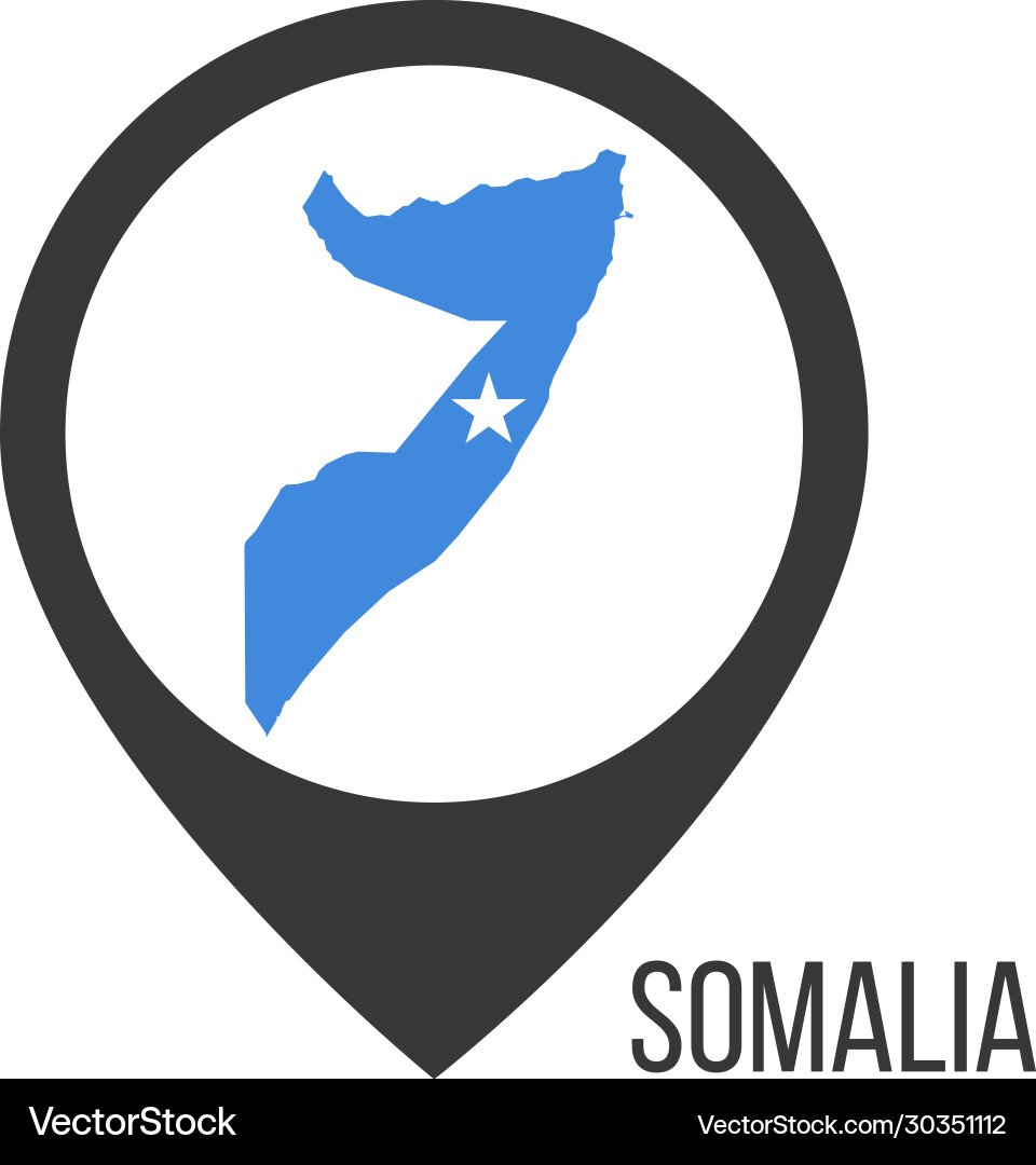 Map pointers with contry somalia flag Map pointers with contry somalia flag vector image