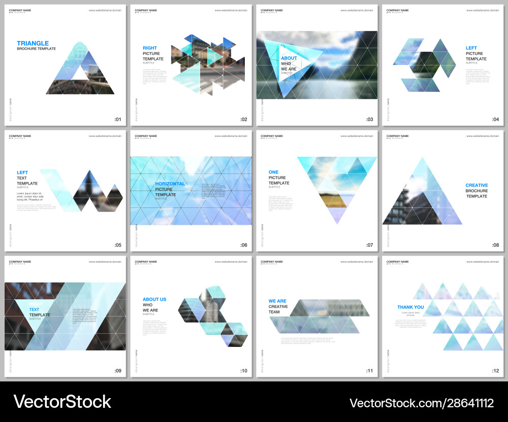 Minimal brochure templates with triangular design Minimal brochure templates with triangular design vector image