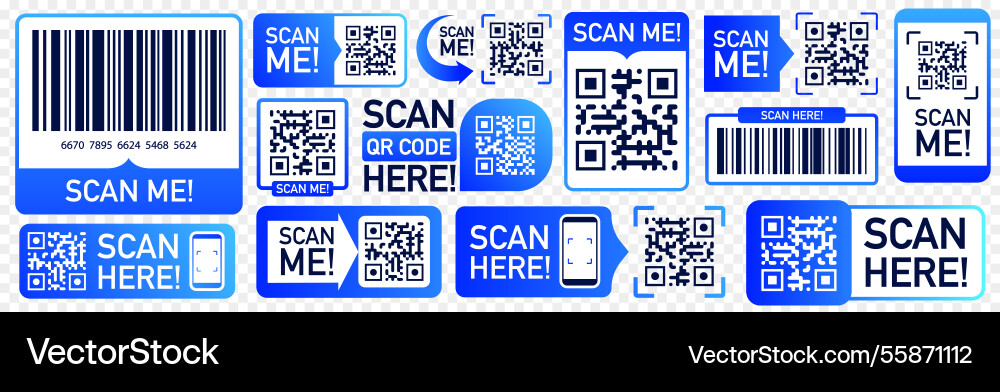 Qr code barcode scan icon set Qr code barcode scan icon set vector image