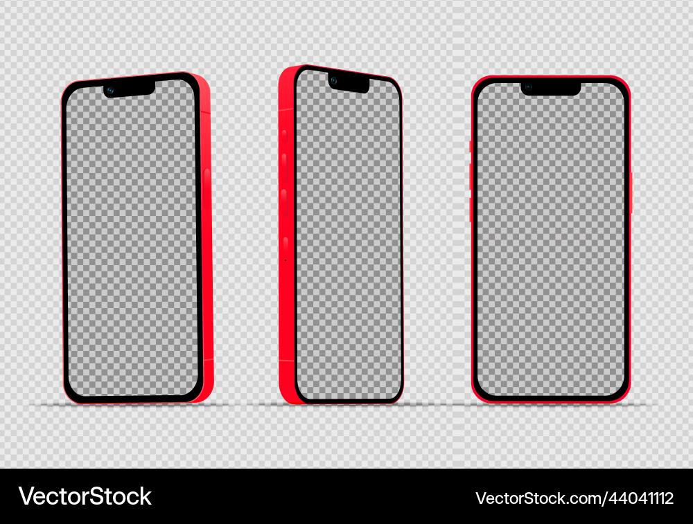 Realistic mockup without background red mobile Vector Image