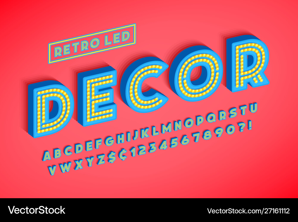 Retro led stripe font design letters and numbers Retro led stripe font design letters and numbers vector image
