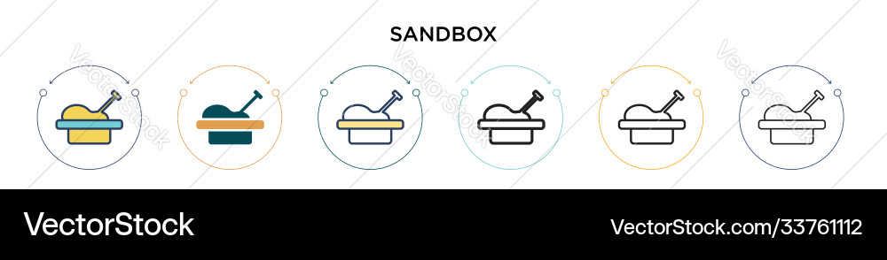 Sandbox icon in filled thin line outline Sandbox icon in filled thin line outline Vector Image