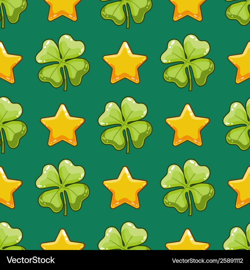 Seamless pattern with clover and stars Seamless pattern with clover and stars Vector Image