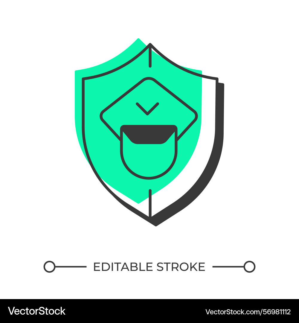 Security guard service offset shadow line icon vector image