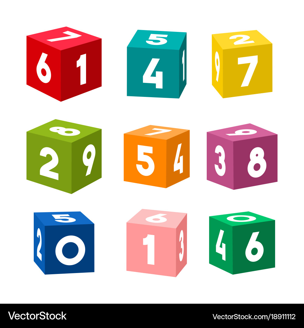 Set of colorful toy bricks with numbers vector image