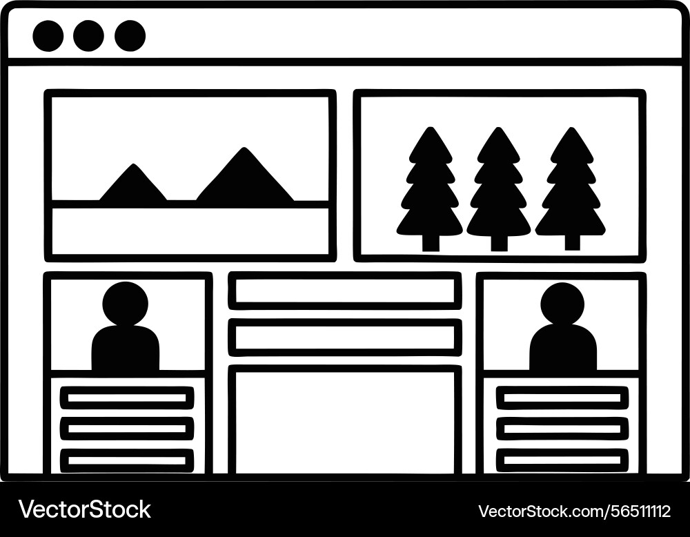 Simple outline of a website interface vector image