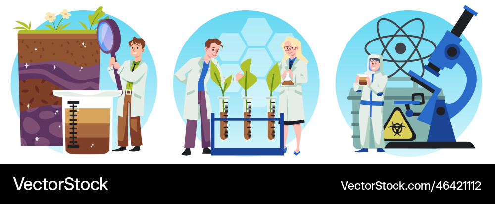 Soil analysis and testing to suitability flat Vector Image