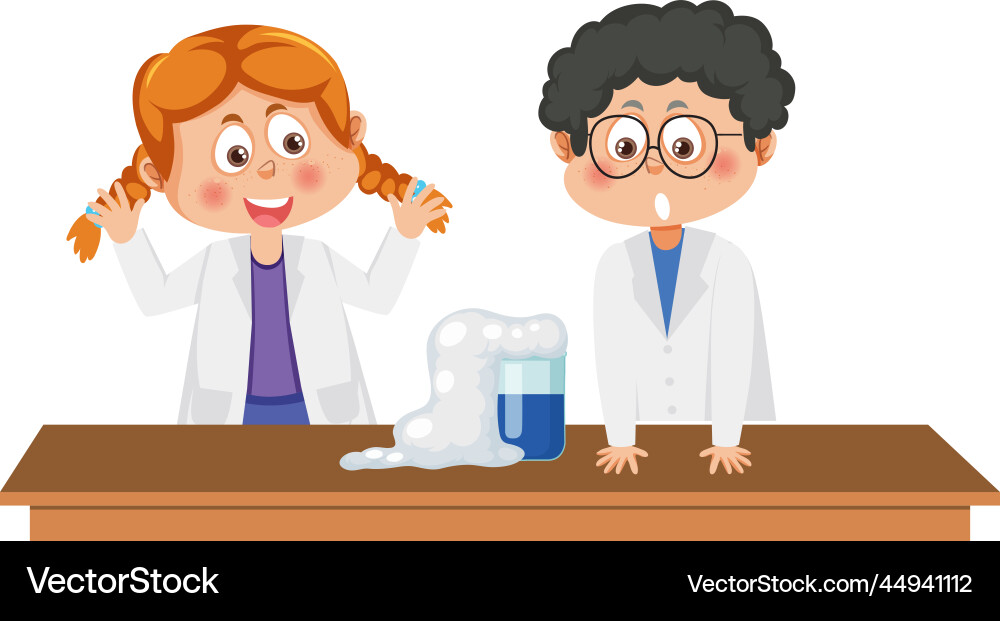 Student doing science experiment Student doing science experiment vector image