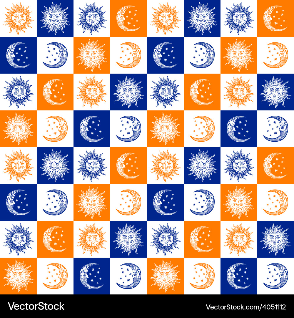Sun and moon pattern vector image