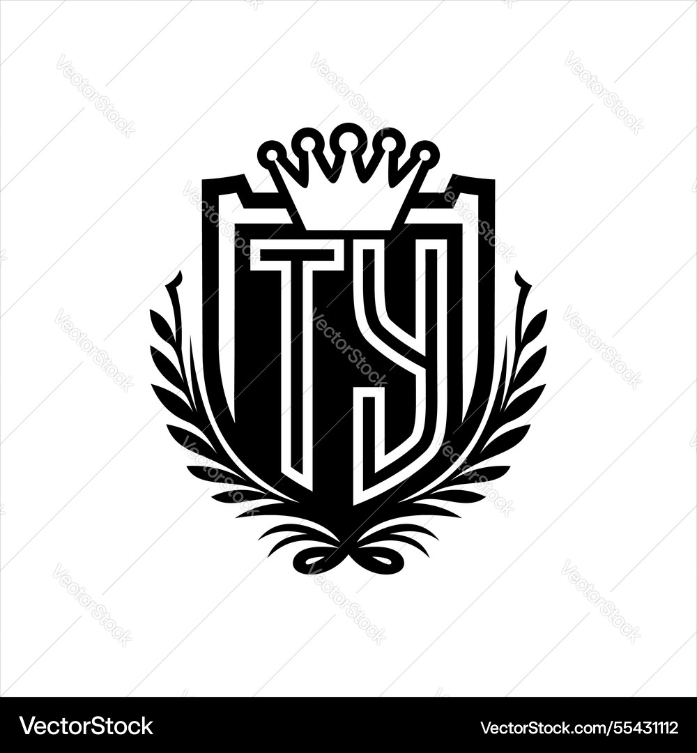 TY Letter Crest Shield Logo Royalty Free Vector Image