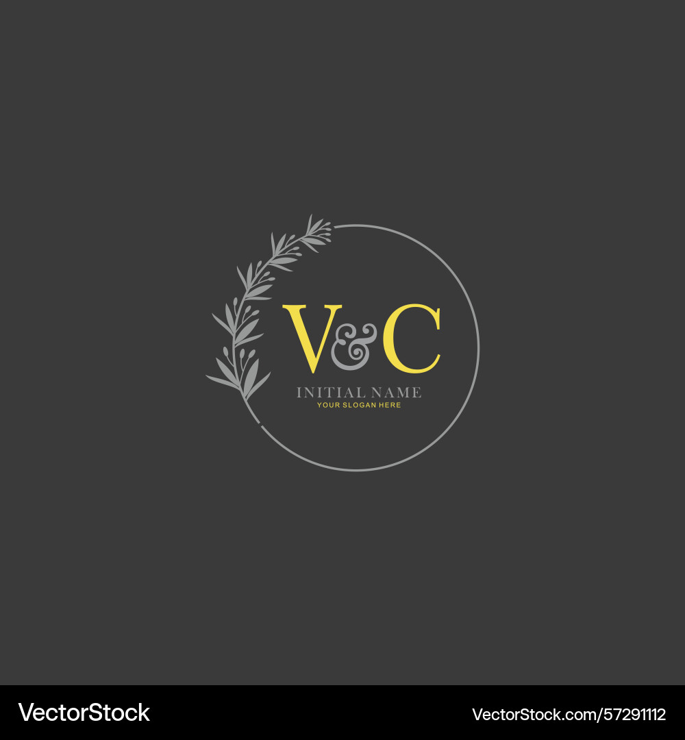 Vc initial logo templates with botanical elements Vc initial logo templates with botanical elements vector image