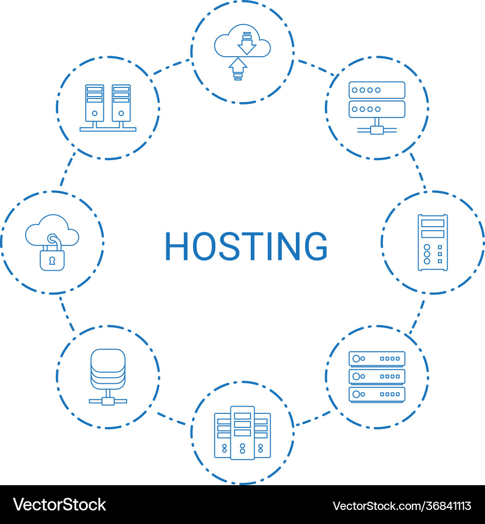 8 hosting icons Royalty Free Vector Image - VectorStock