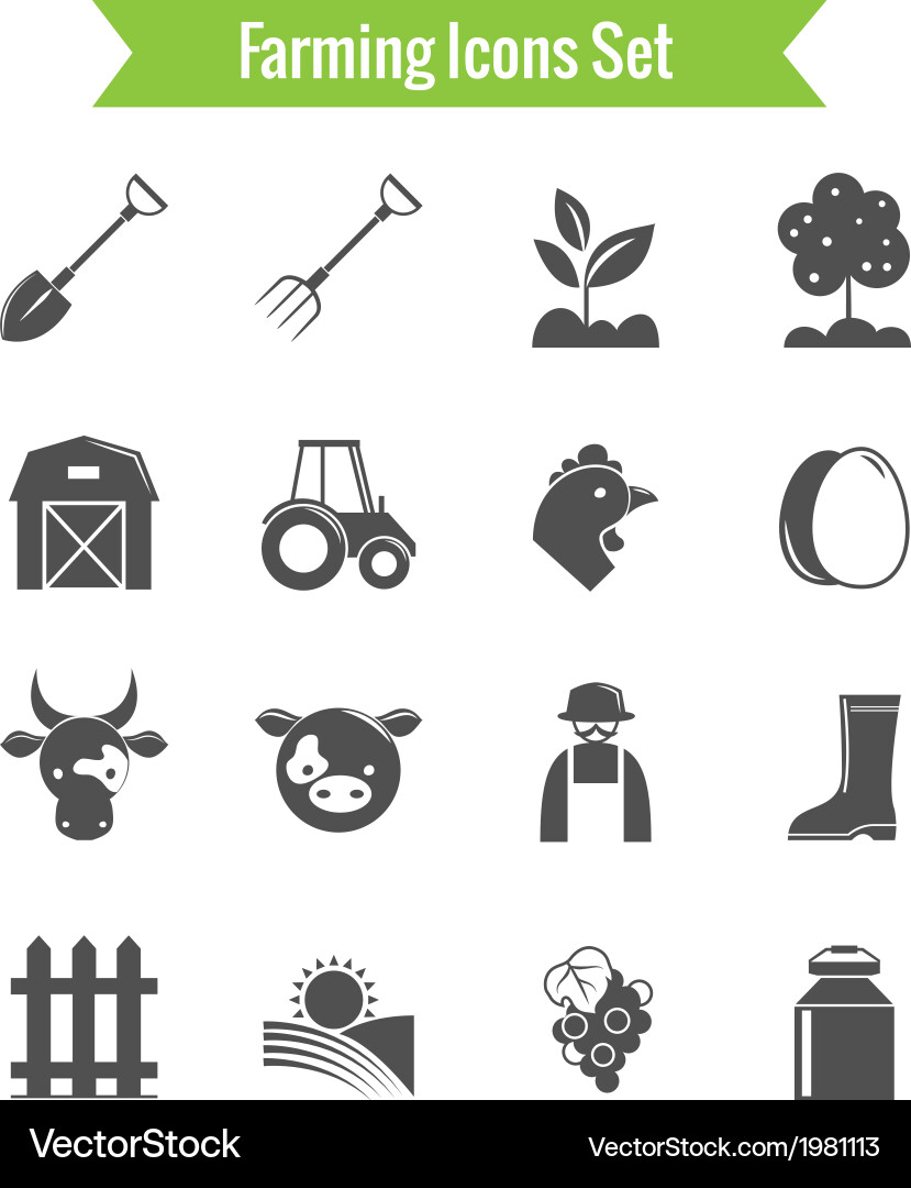 Agriculture Icons - Farm & Harvest Vector Image