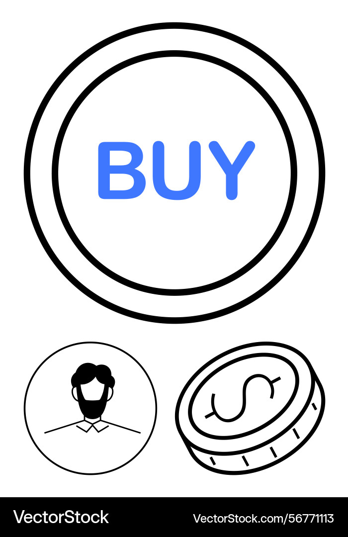 Button with buy text user profile icon Button with buy text user profile icon vector image