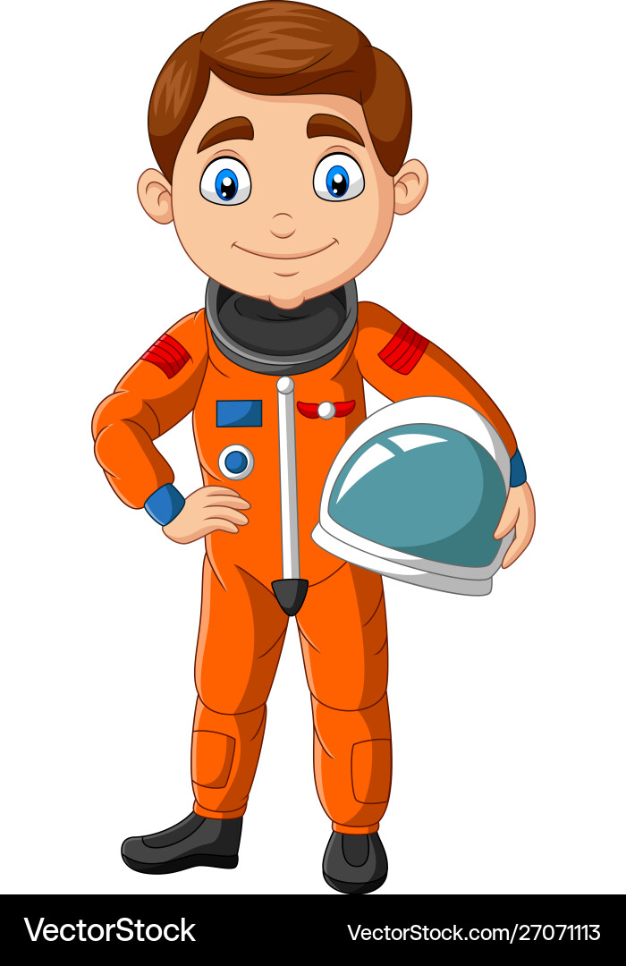 Cartoon Boy Astronaut with Helmet Vector Image