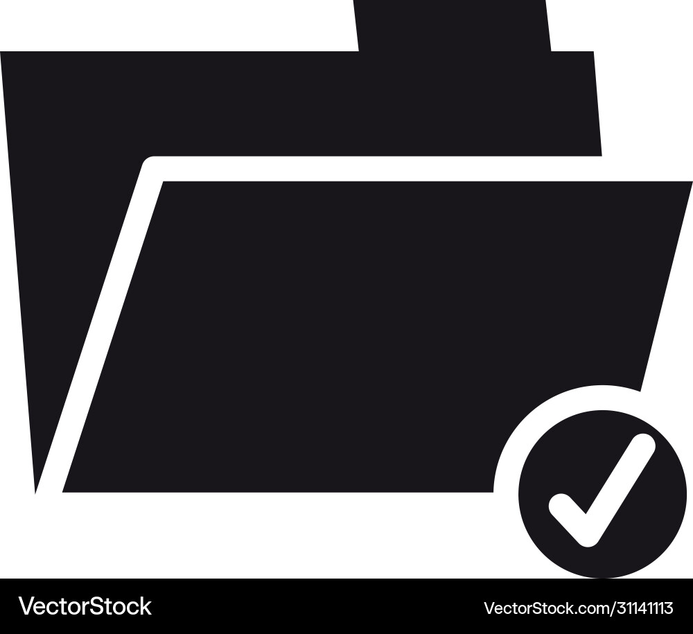 Cyber security concept folder with check mark vector image