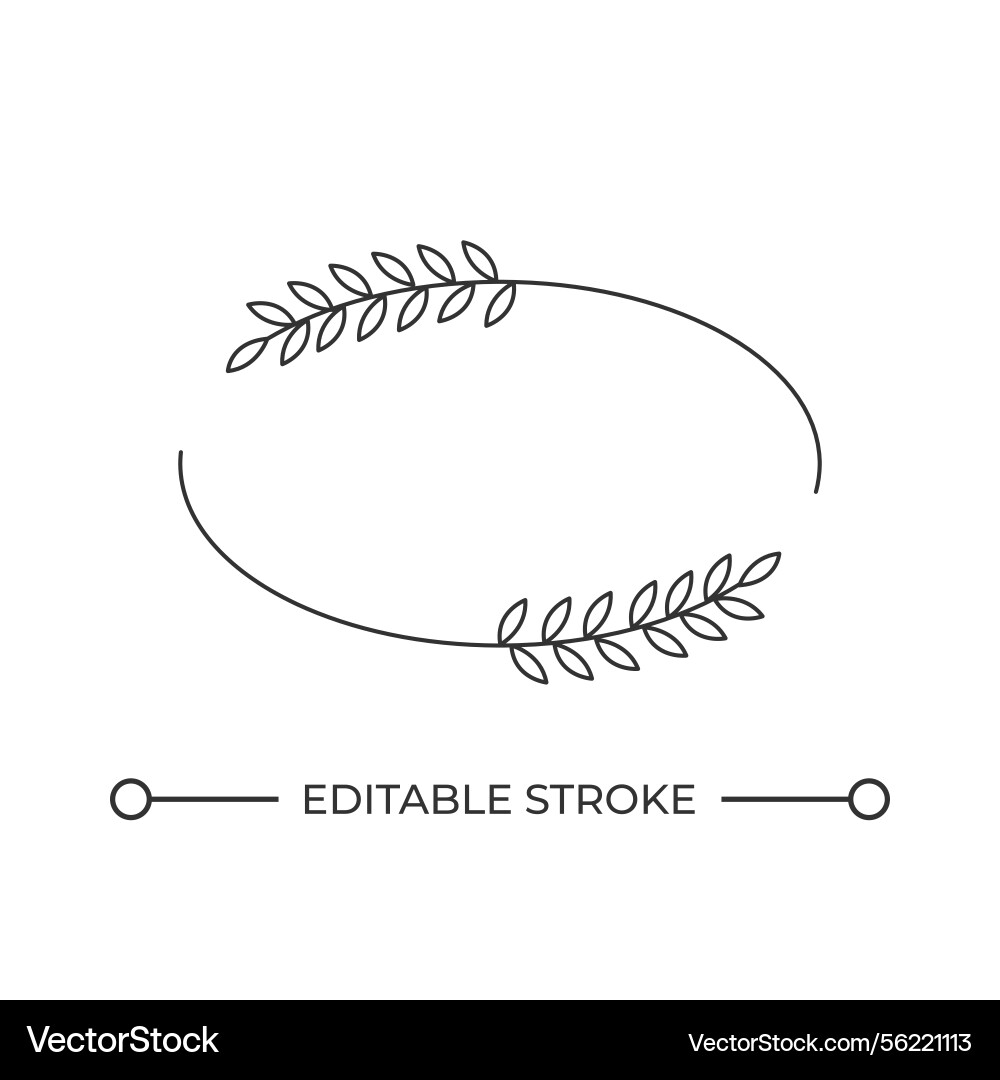 Ellipse border with laurel twigs line icon Vector Image