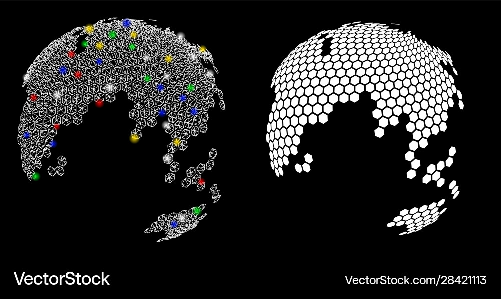 Flare mesh 2d abstract dotted earth globe icon Flare mesh 2d abstract dotted earth globe icon vector image