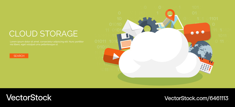 Flat cloud computing vector image