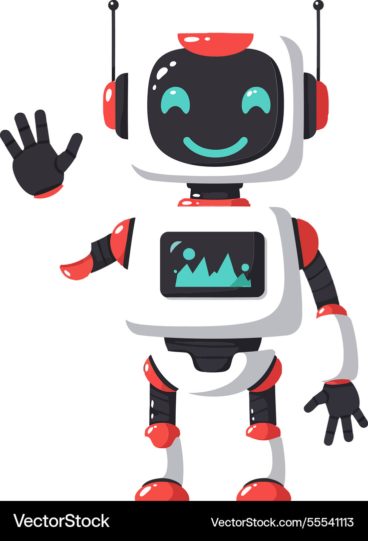 Friendly robot character design in flat style art Friendly robot character design in flat style art vector image