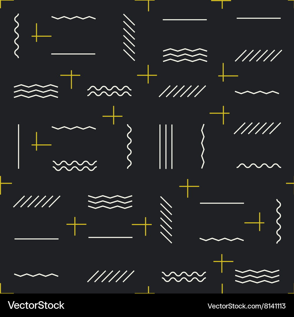 Geometric lines seamless pattern with golden Vector Image