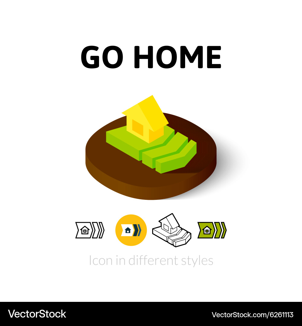 Go home icon in different style vector image