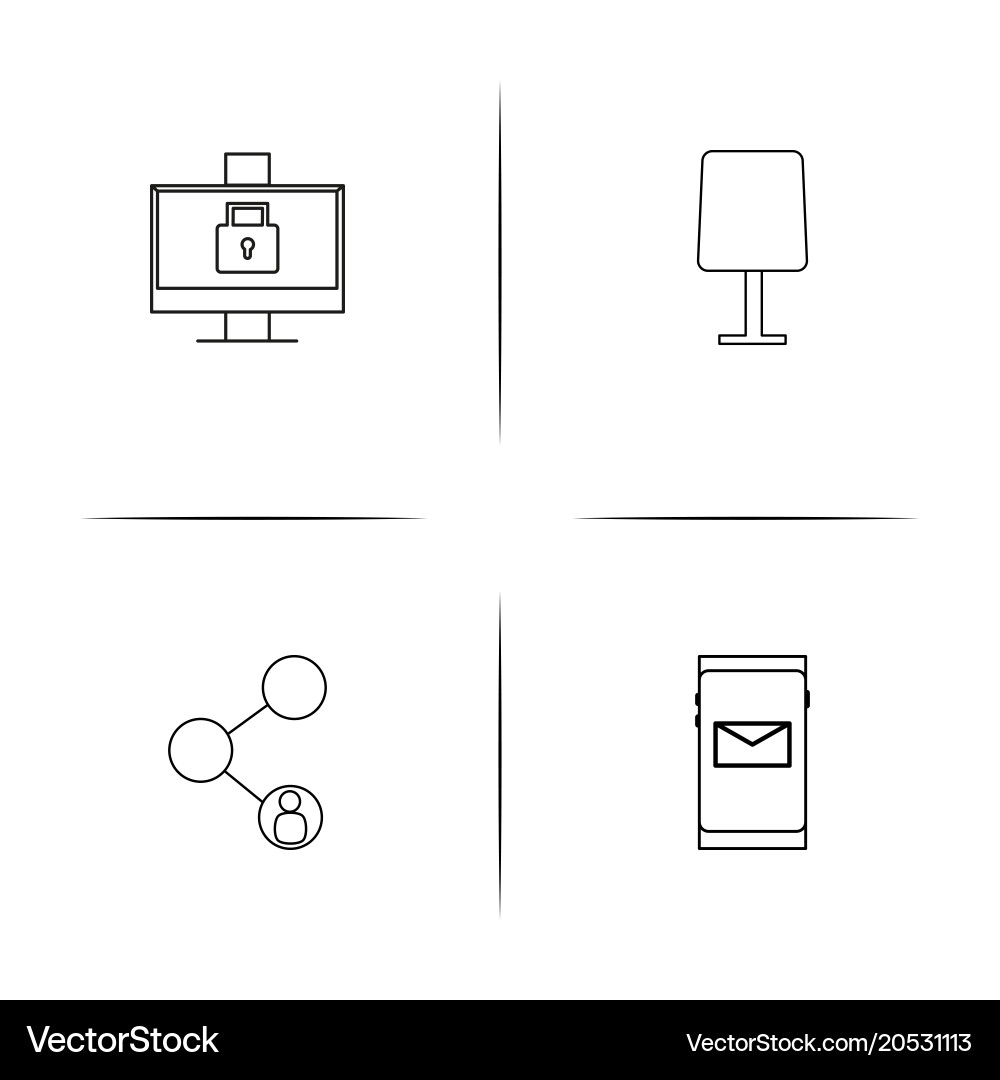 Internet technologies simple linear icons set Vector Image