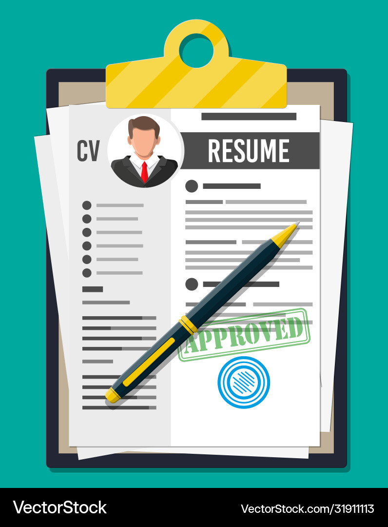 Job Application Resume with Pen Vector Image