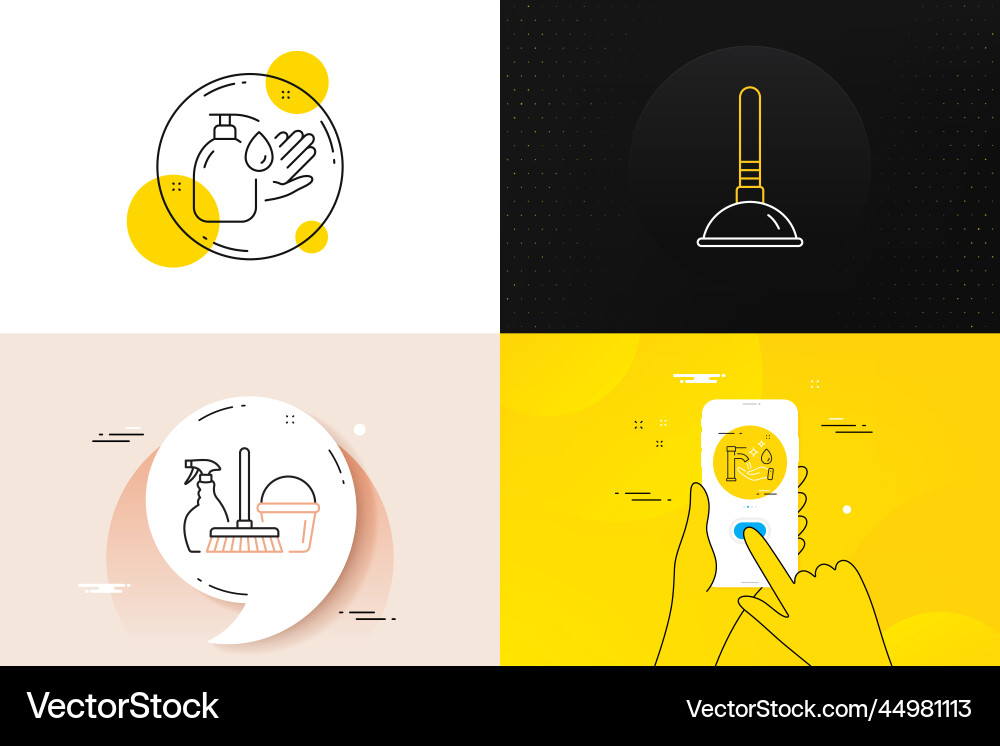 Minimal set of wash hands household service Minimal set of wash hands household service vector image