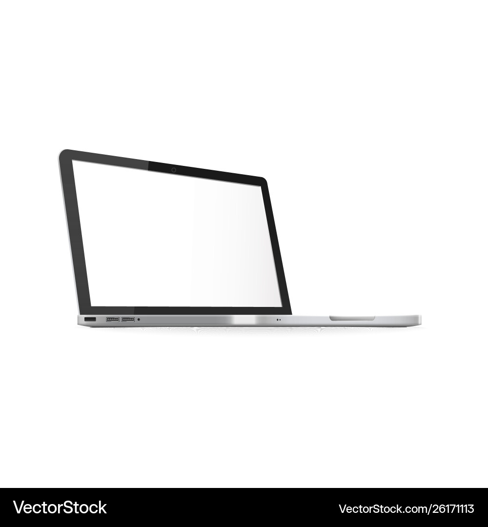Mockup side view open laptop with blank screen vector image