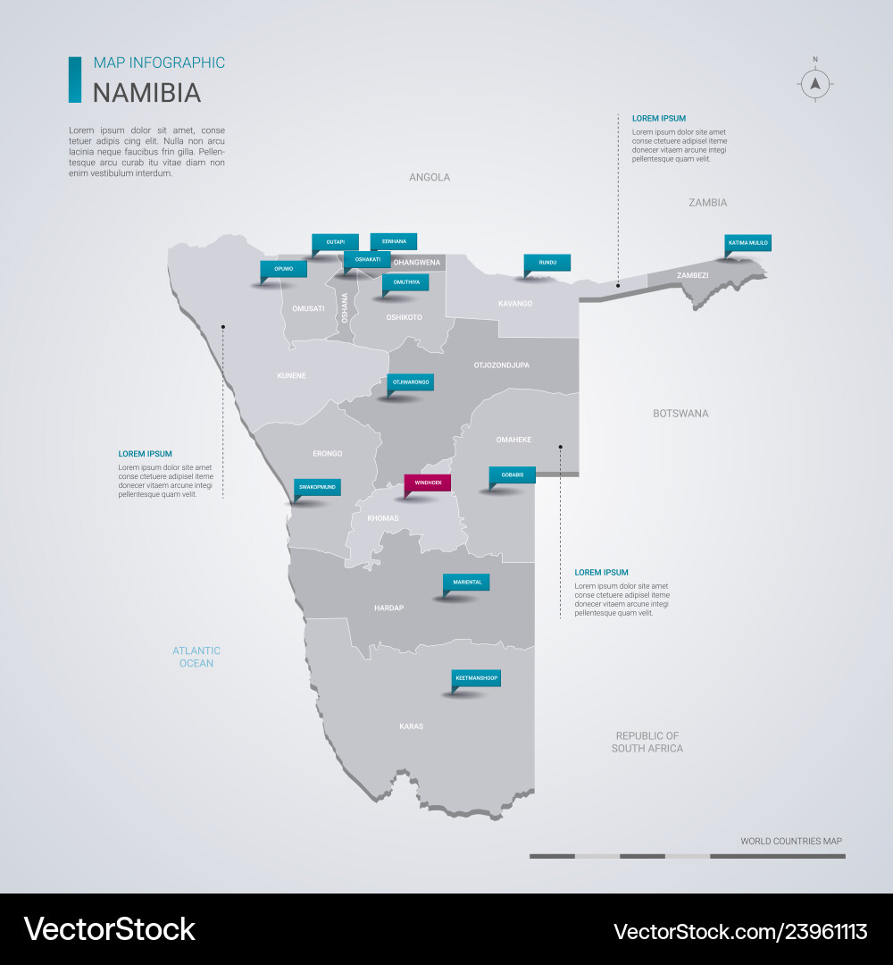 Namibia Karte mit Infografiken Pointer Namibia Karte mit Infografiken Pointer vektorbild